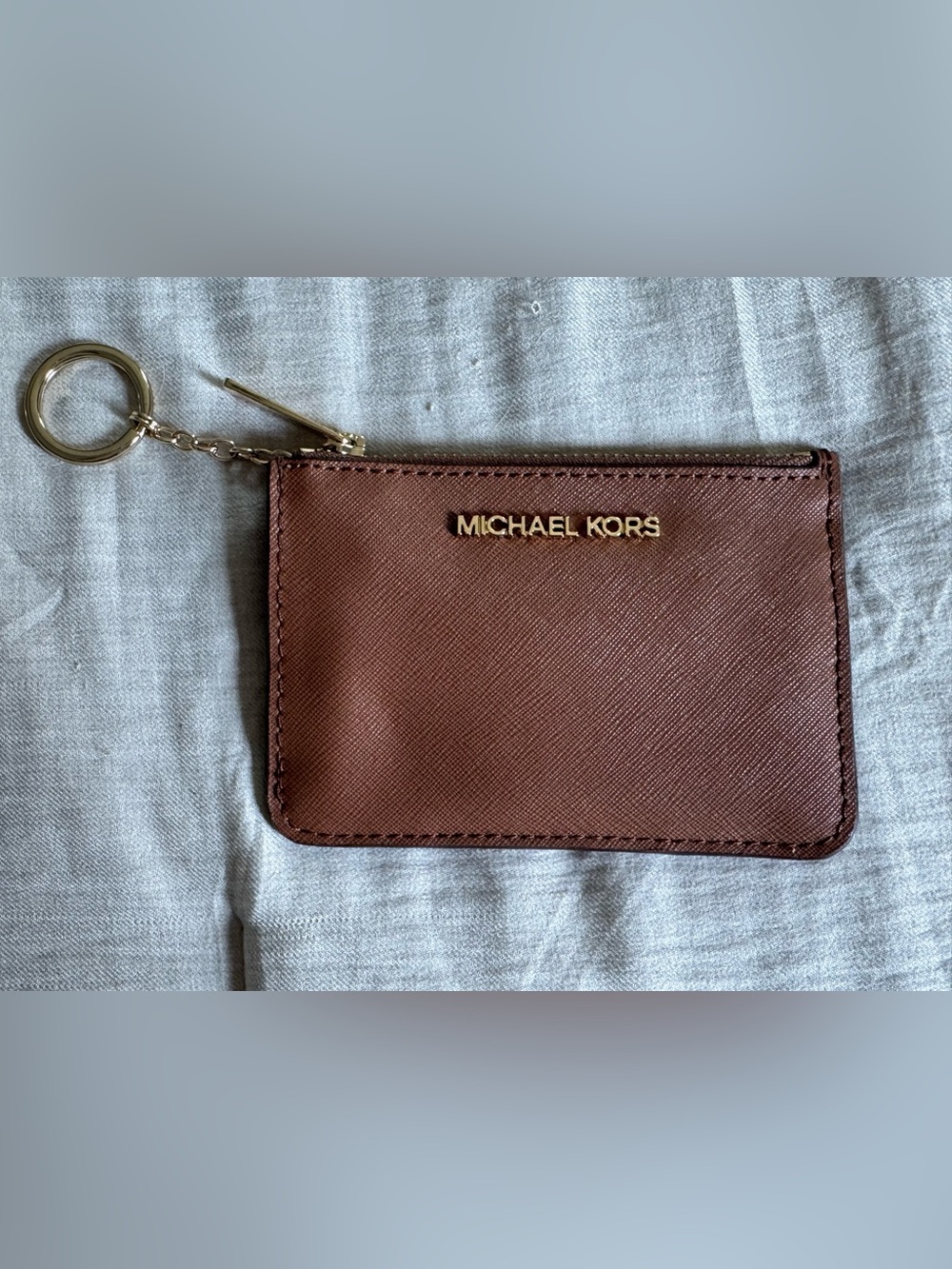MICHAEL KORS JET SET TRAVEL COINPOUCH ID HOLDER LEATHER WALLET BROWN LUGGAGE